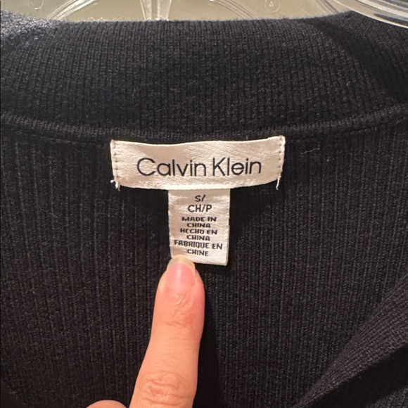 Calvin Klein Black V-Neck Polo Sweater - Picture 2 of 4